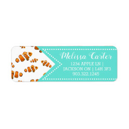 Etiqueta Patrón de pez globo tropical y burbujas