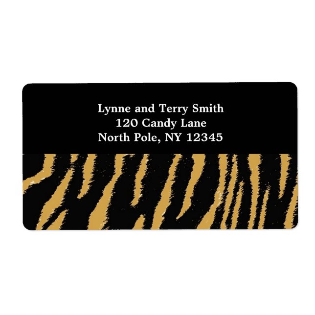 Etiqueta Patrón de pieles de tigre salvaje (Frente)