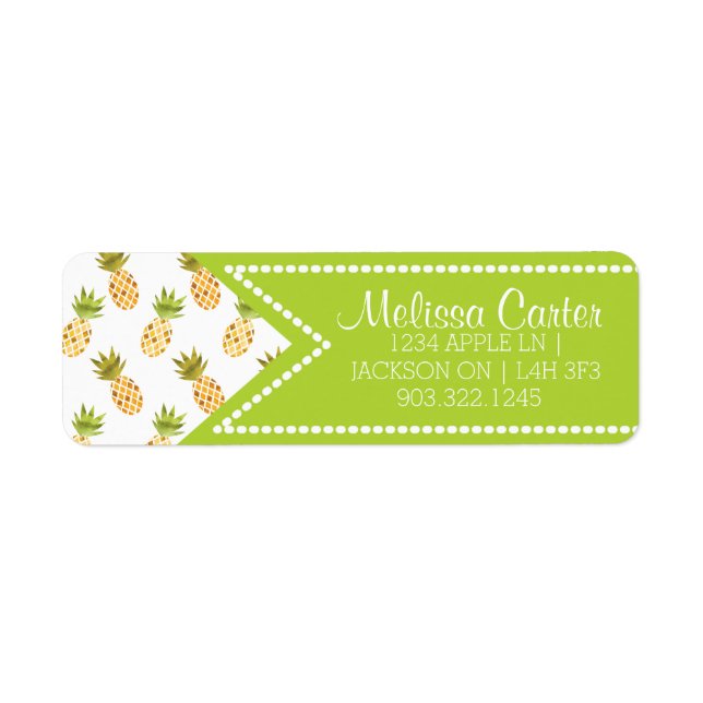 Etiqueta Patrón de piña de acuarela tropical (Frente)