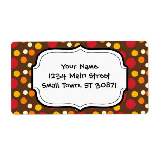 Etiqueta Patrón de puntos de polka marrón blanco amarillo N