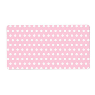 Etiqueta Patrón de puntos de polka rosa y blanco. Delicioso
