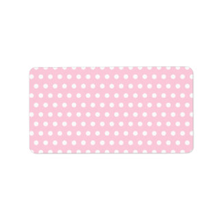 Etiqueta Patrón de puntos de polka rosa y blanco. Delicioso