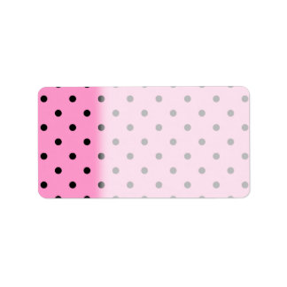 Etiqueta Patrón de puntos de polka rosado y negro.
