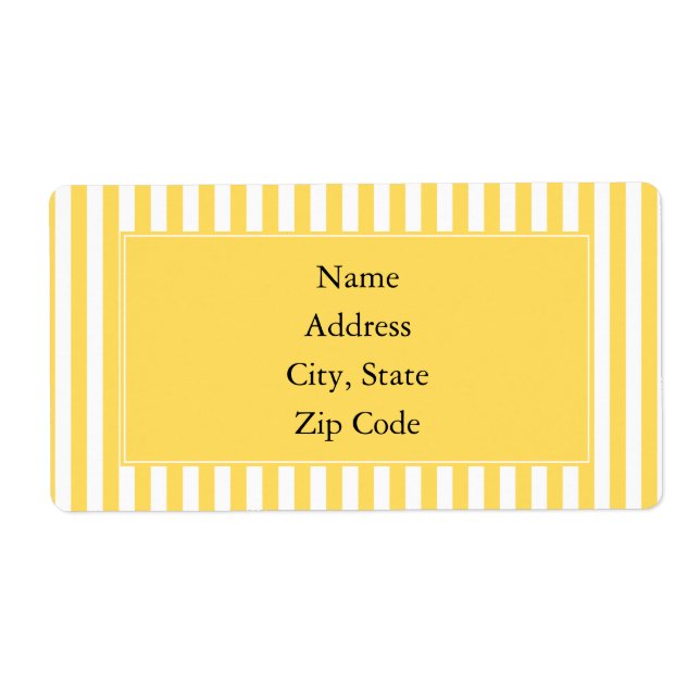 Etiqueta Patrón de rayas amarillas y blancas (Frente)