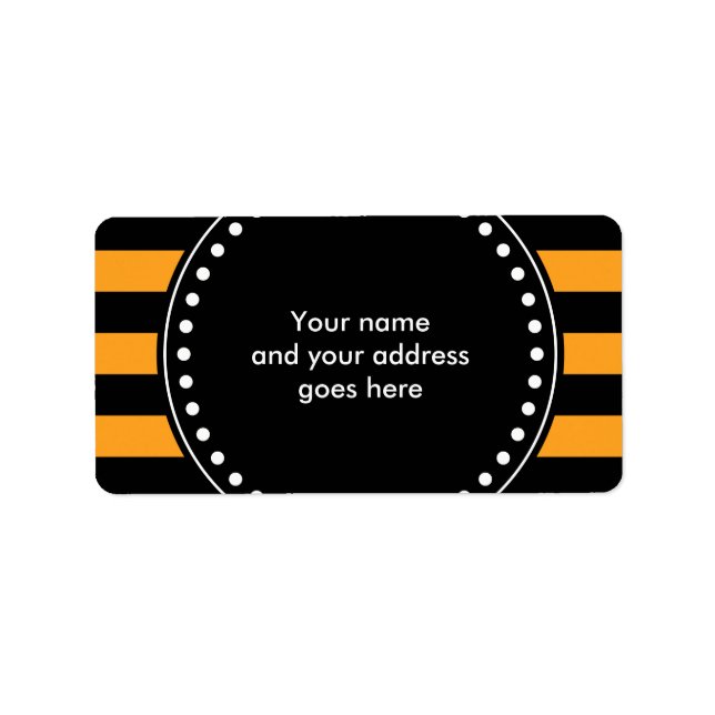 Etiqueta Patrón de rayas negras y naranjas (Frente)