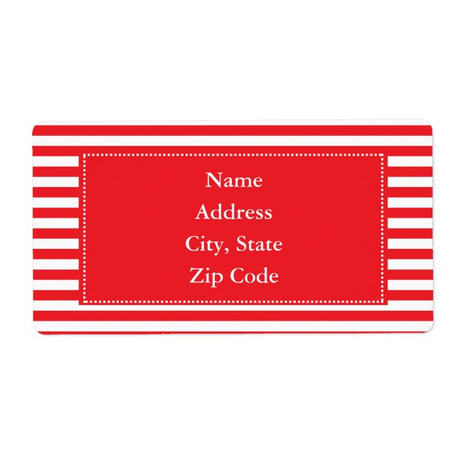 Etiqueta Patrón de rayas rojas y blancas (Frente)