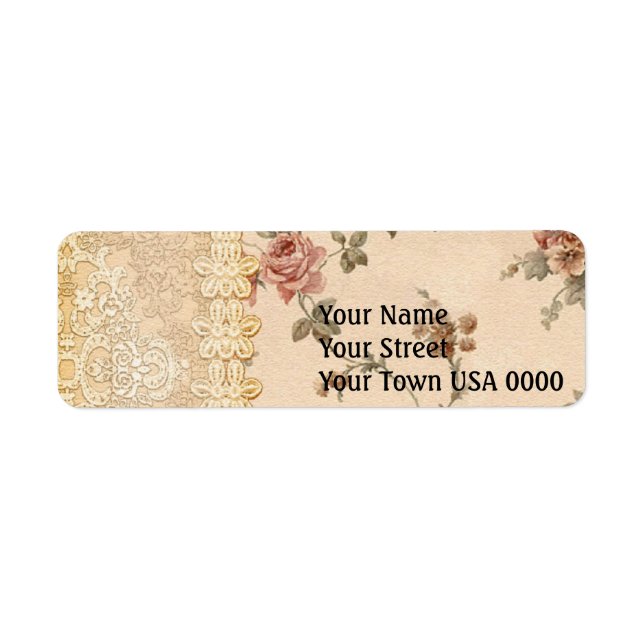 Etiqueta patrón de rosa victoriano de romance de primavera (Frente)