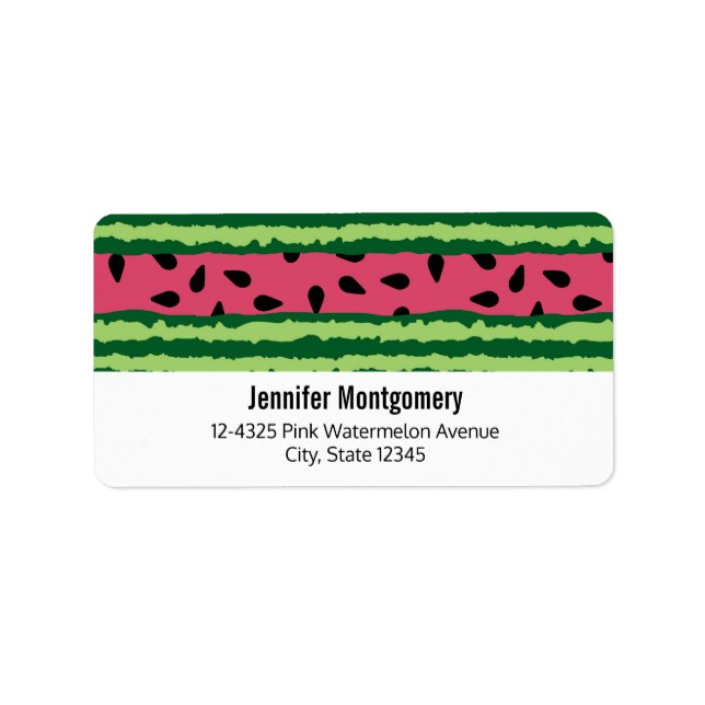 Etiqueta Patrón de sandía cúpula rosa y verde (Frente)