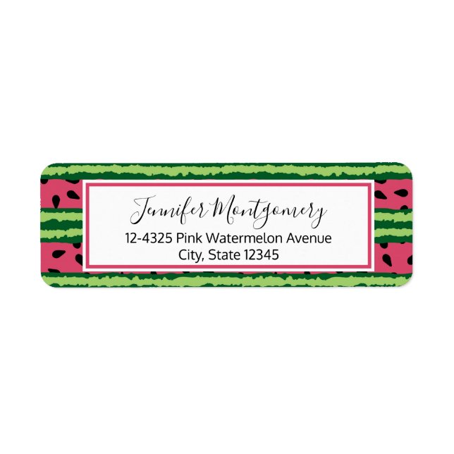 Etiqueta Patrón de sandía cúpula rosa y verde (Frente)