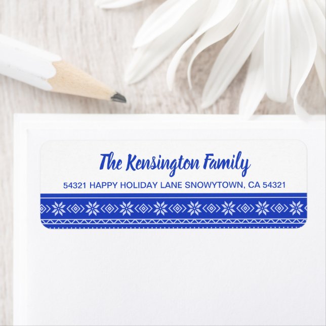 Etiqueta Patrón de suéter navideño festivo BLue (In situ)