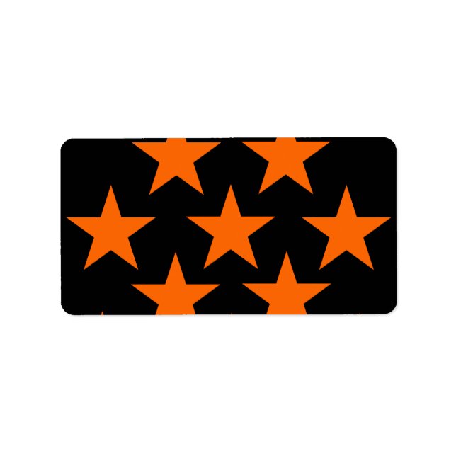 Etiqueta Patrón de superestrellas naranja y negro (Frente)