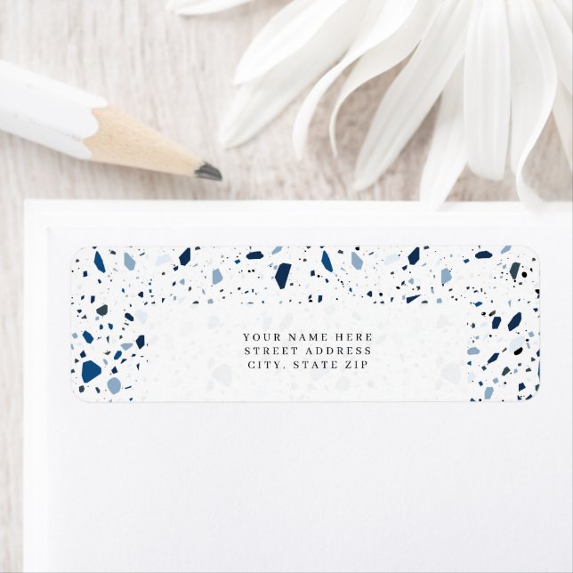 Etiqueta Patrón de Terrazo Azul de Piedra de Cobalto (In situ)