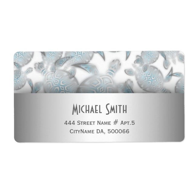 Etiqueta Patrón de tortugas plateadas (Frente)