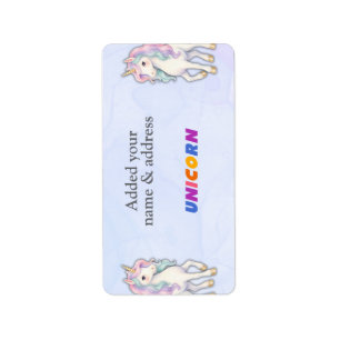 Etiqueta Patrón de unicornio rosa lindo nombre personalizad