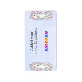 Etiqueta Patrón de unicornio rosa lindo nombre personalizad