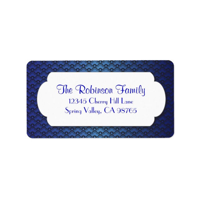 Etiqueta Patrón de ventilador azul con marco blanco (Frente)