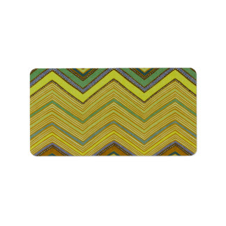 Etiqueta Patrón de zigzag amarillo marrón marrón de moda