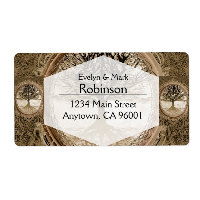 Etiqueta Patrón del árbol de la vida marrón (Frente)