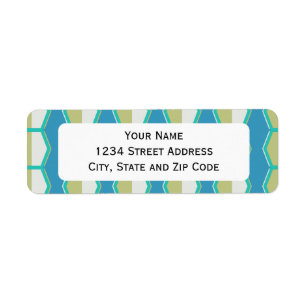 Etiqueta Patrón del Hexágono Verde Azul Retro 70