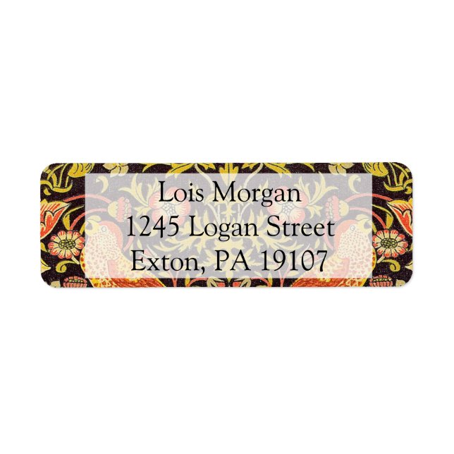 Etiqueta Patrón del ladrón de fresas William Morris (Frente)