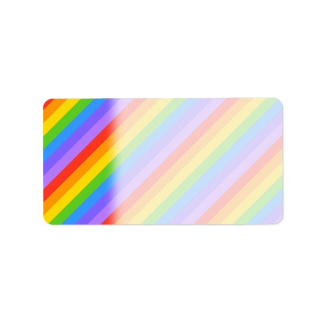 Etiqueta Patrón diagonal de rayas arcoiris. (Frente)