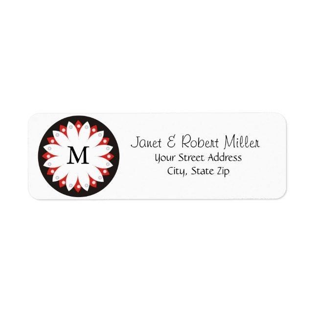 Etiqueta Patrón Floral Elegante Con Monograma (Frente)