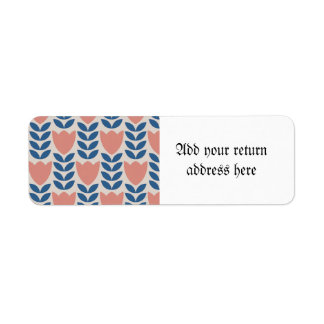 Etiqueta Patrón floral escandinavo, estilo retro, centro me