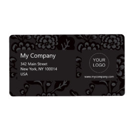 Etiqueta Patrón floral gris y negro vibrante y negrita