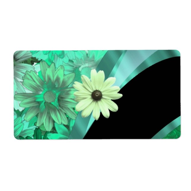 Etiqueta patrón floral verde bonito (Frente)