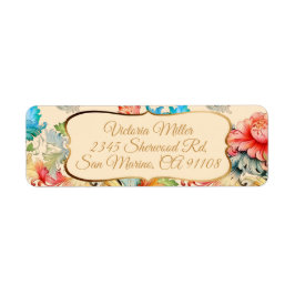 Etiqueta Patrón floral victoriano vintage