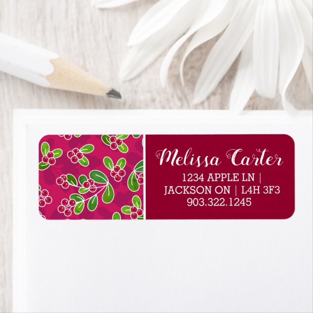 Etiqueta Patrón Foliage de Cranberry Festial, Fuchsia (In situ)