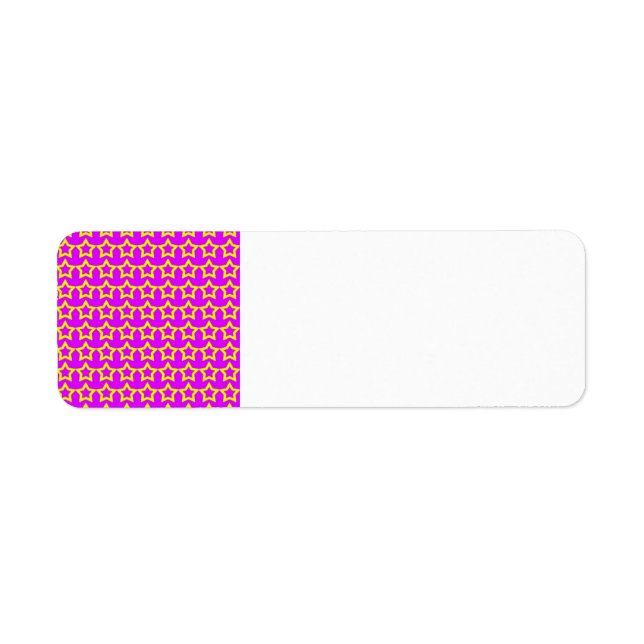 Etiqueta Patrón: fondo rosado con estrellas amarillas (Frente)
