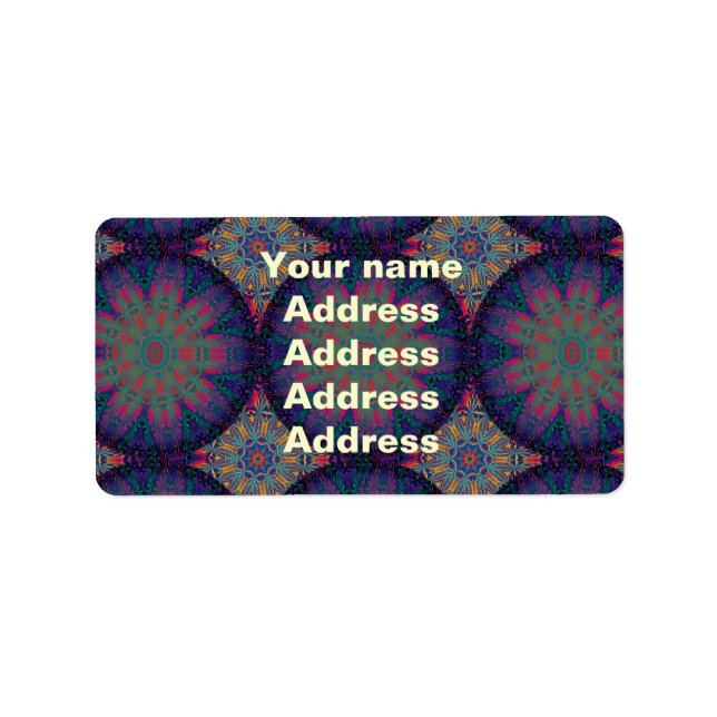 Etiqueta Patrón fractal azul (Frente)