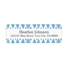 Etiqueta Patrón geométrico de acuarela azul Boho