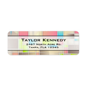 Etiqueta Patrón geométrico de cuadros abstractos coloridos