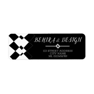 Etiqueta Patrón geométrico elegante y moda en blanco y negr