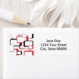 Etiqueta Patrón gris negro rojo cuadrado retro