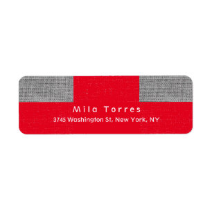 Etiqueta Patrón Gris Rojo Único y Elegante Moderno