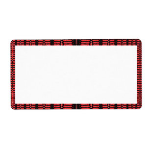 Etiqueta patrón negro rojo