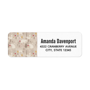 Etiqueta Patrón nórdico de animales de la Tierra de bosque