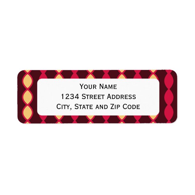 Etiqueta Patrón retro 70 rosa y marrón (Frente)