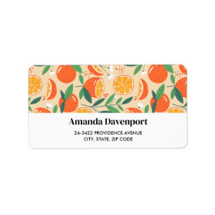 Etiqueta Patrón retro de fruta de cítricos naranja