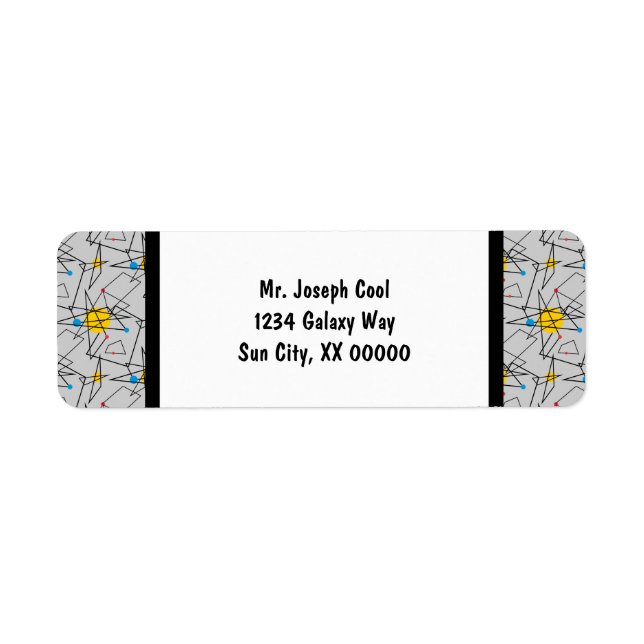 Etiqueta Patrón retro geométrico angular (Frente)