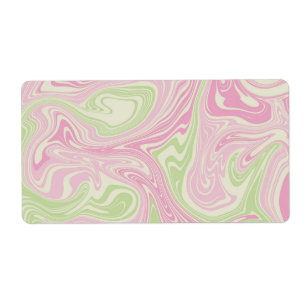 Etiqueta Patrón rosa Verde De Swirl Líquido