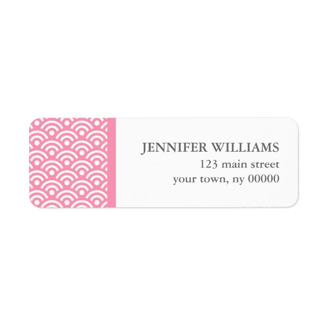 Etiqueta Patrón Seigaiha japonés rosado (Frente)