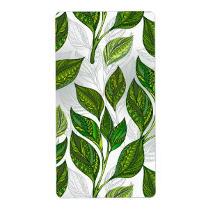 Etiqueta Patrón sin inconvenientes con hojas de té verdes