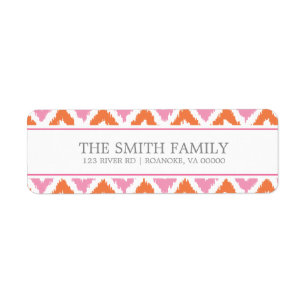 Etiqueta Patrón tribal naranja rosa Fuchsia Zigzag