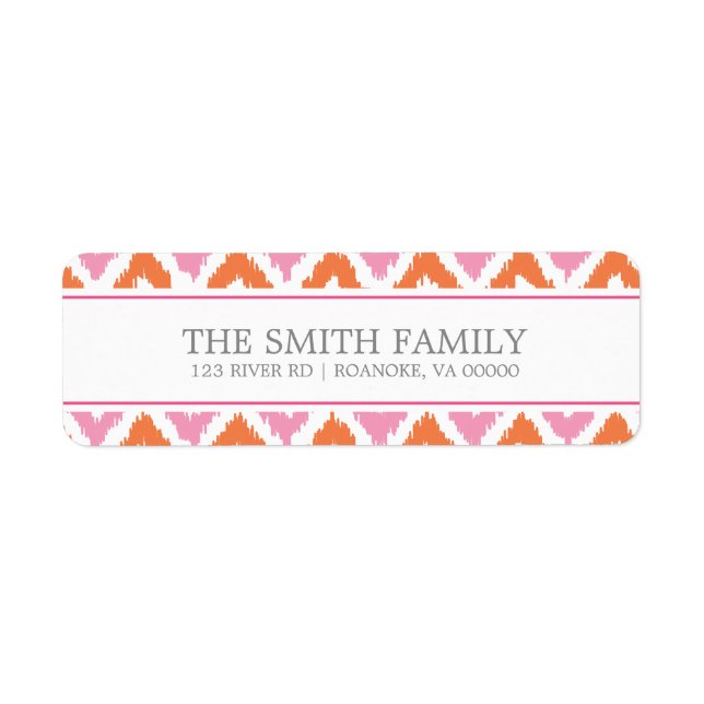 Etiqueta Patrón tribal naranja rosa Fuchsia Zigzag (Frente)