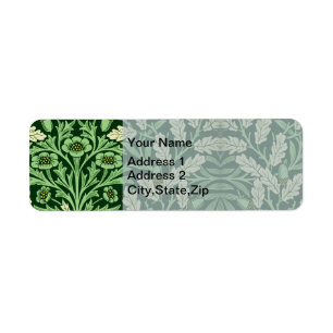 Etiqueta Patrón Verde Roble Bellota Vintage William Morris
