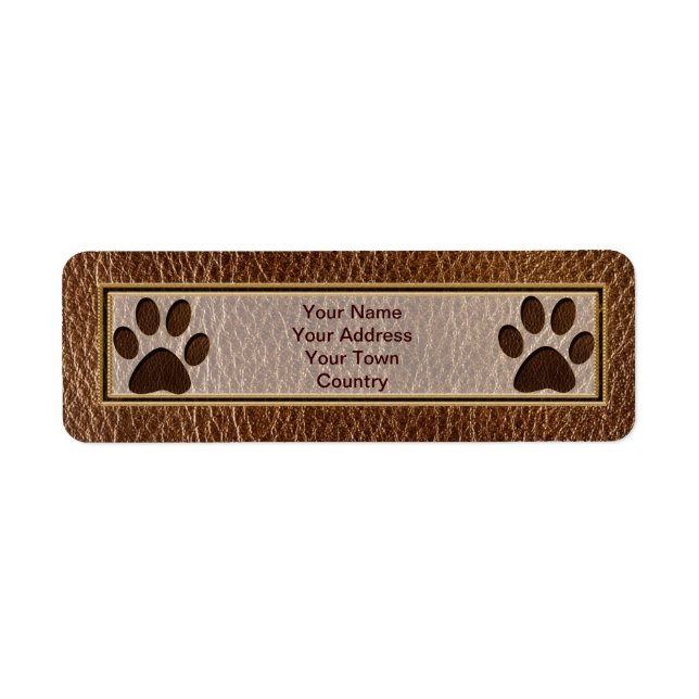 Etiqueta Paw con aspecto de cuero (Frente)